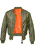 Callisto MA1 bomber jacket with heavy fabric and multiple pockets, displayed on a hanger.
