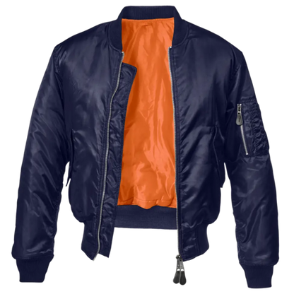 Callisto MA1 bomber jacket with heavy fabric, featuring a classic military-inspired design and multiple pockets.