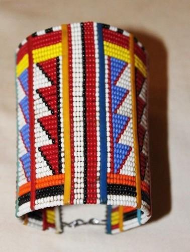 Colorful Maasai beaded bracelet from White Baobab featuring traditional ethnic beadwork and vibrant patterns.