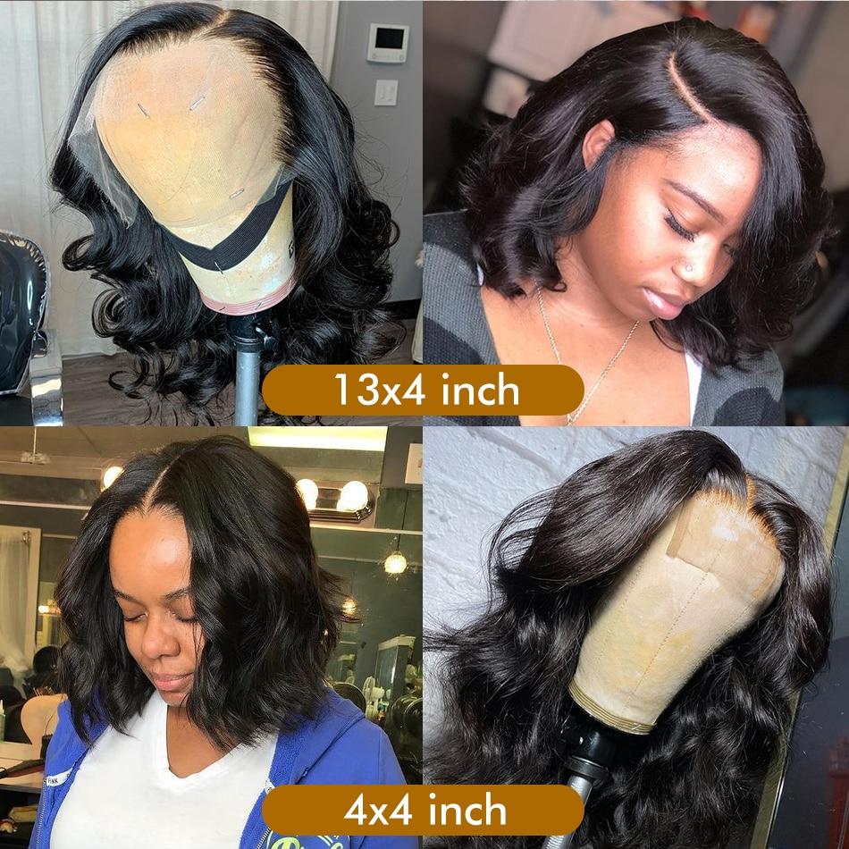 Cerise Alfie Brazilian Remy human hair wig with 180% density, body wave, short bob, 13x4 lace front, 4x4 closure for women