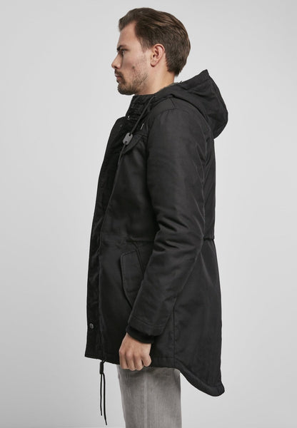 Callisto Marsh Lake Parka jacket with heavy fabric, featuring a hood and zipper closure, suitable for cold weather.