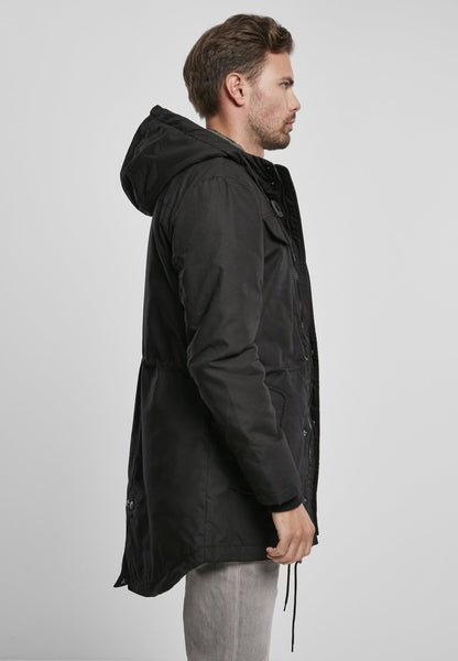 Callisto Marsh Lake Parka jacket shown with heavy insulation and hood, designed for cold weather outdoor wear.