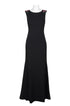 Black Aidan Mattox embellished boat neck bodycon taffeta dress for women, featuring elegant detailing and classic fit.