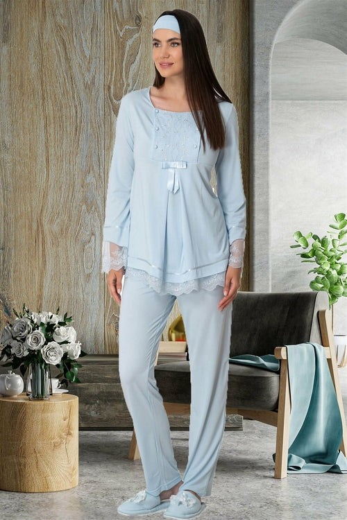 Burgundy Artemis Shopymommy 1820 double-sided button maternity and nursing pajamas, soft fabric with front buttons and cozy fit.