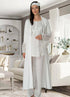Burgundy Artemis Shopymommy 5353 Sandra 3-piece maternity and nursing pajamas set in light cream fabric, featuring comfortable lingerie style.