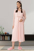 Burgundy Artemis Shopymommy 5439 lace sleeve maternity and nursing night gown, soft fabric with lace detail and comfortable fit.