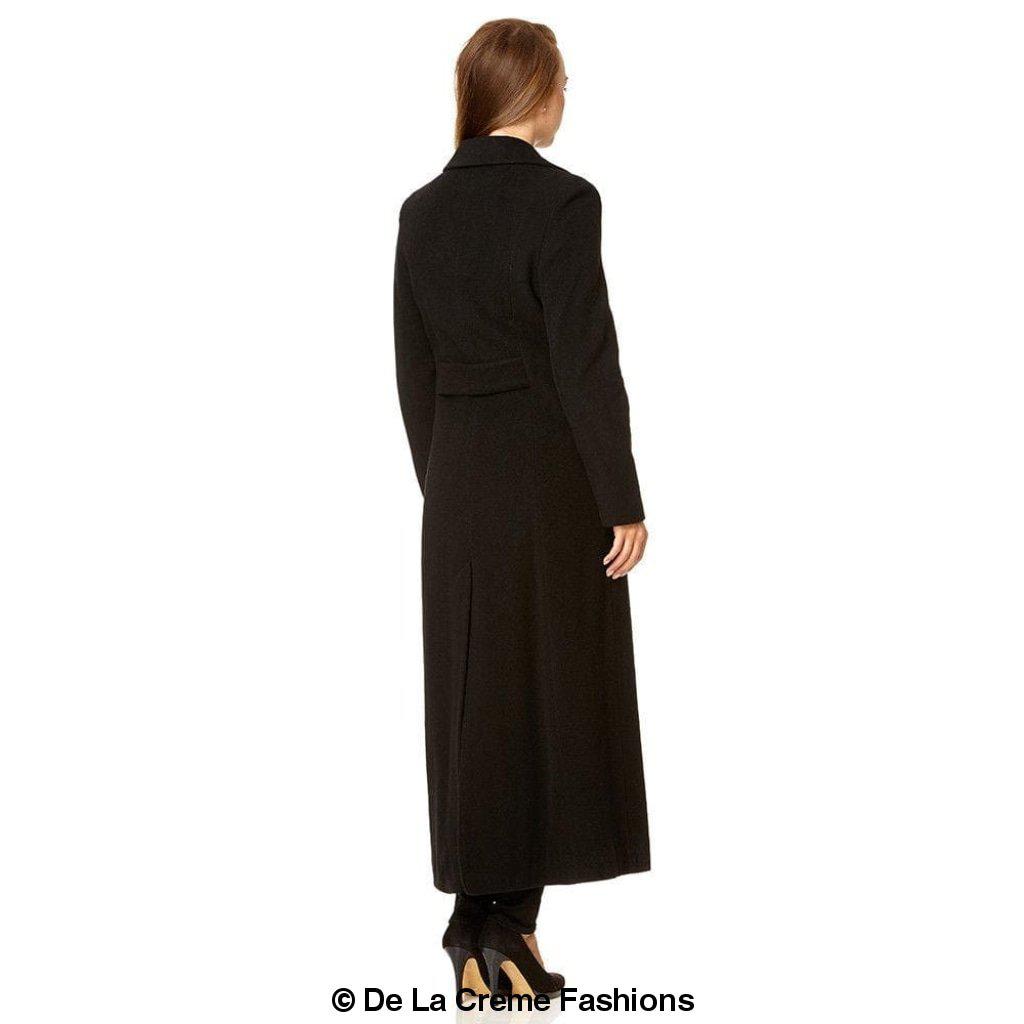 Rose Eleusis wool blend double-breasted long coat, stylish winter jacket with classic design and warm, textured fabric.