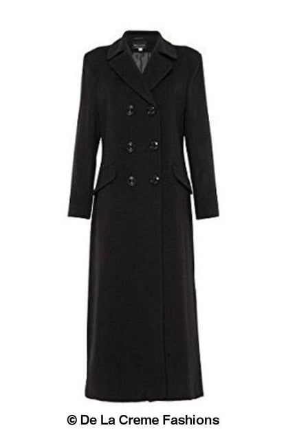 Rose Eleusis wool blend double-breasted long coat, stylish winter jacket with tailored fit and classic design.