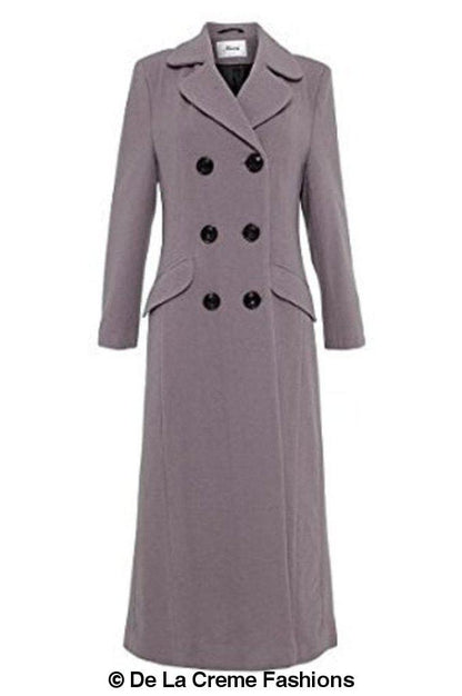 Rose Eleusis wool blend double-breasted long coat, stylish winter jacket with tailored fit and button details.