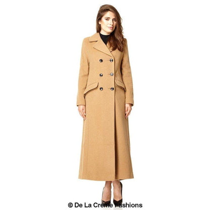 Rose Eleusis wool blend double-breasted long coat, stylish winter jacket in a classic design with a tailored fit.