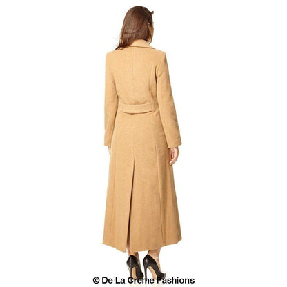 Rose Eleusis wool blend double-breasted long coat, stylish winter jacket with classic design and warm fabric.