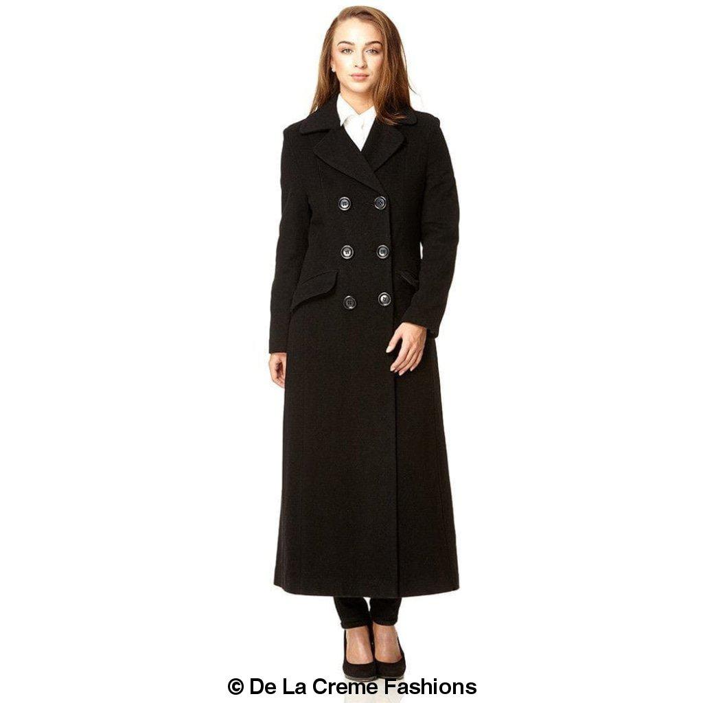 Rose Eleusis wool blend double-breasted long coat, stylish winter jacket with notch lapels and tailored fit.