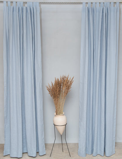 Dark plum linen curtain with tab tops from Magenta Sugarplum, featuring a soft, textured fabric for elegant home decor.