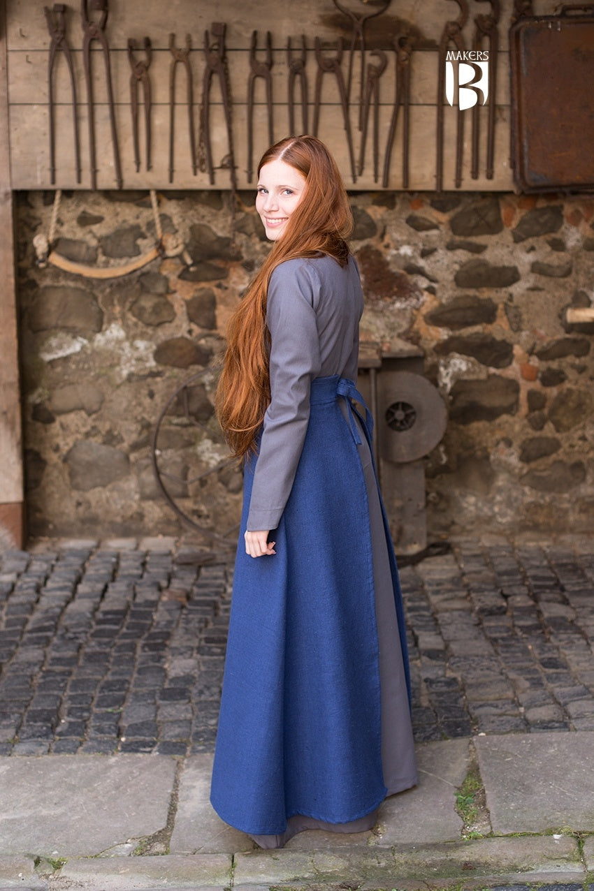 Azure Briseis Mera Blue festival skirt with flowing fabric and vibrant color, perfect for parties and celebrations.