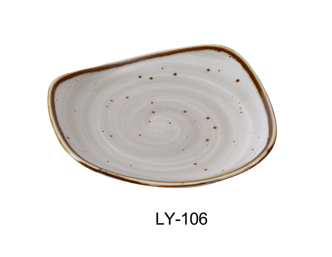 Lime Atlas Yanco LY-106 Lyon Collection 5.75-inch plate with a white ceramic finish and elegant design for home dining.