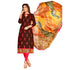Brown slub cotton fabric dress material for women&