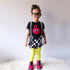 Kids T-shirt featuring Bunny Monster design by Matthew Langille from Sky Blue Milo, displayed on a child model.