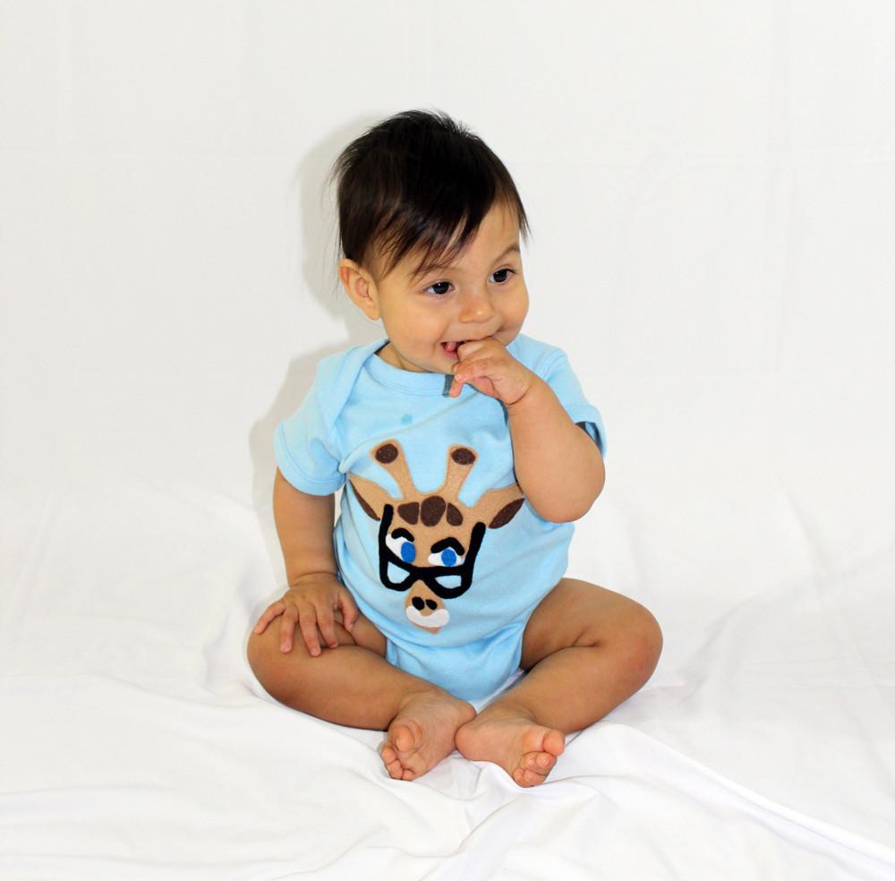 Sky Blue Milo Baby Onesie Mitford by Mi Cielo x Donald Robertson, featuring playful design for kids and babies.