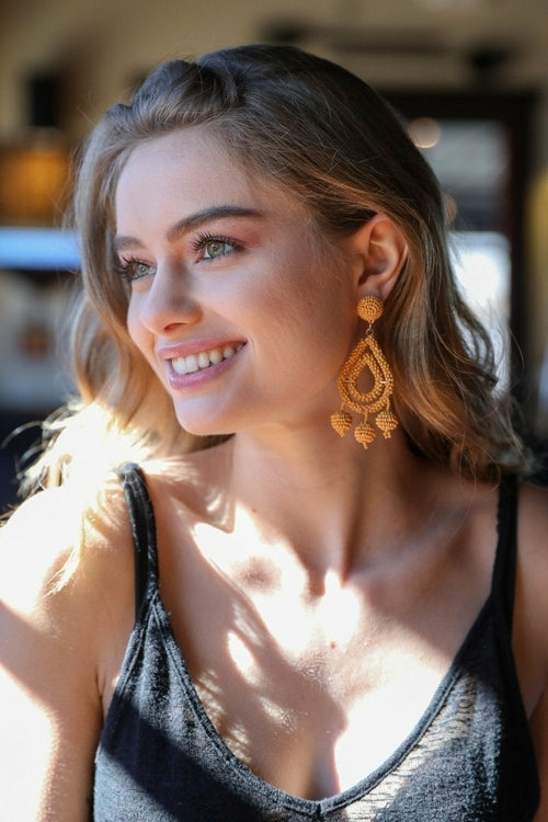 Yellow Micro Bead Dangle Earrings by Periwinkle Aether, stylish accessories with small bead details hanging from hooks.