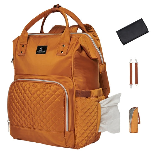 Ochre Athena MIMMTI® luiertas rugzak 1.0 in neutral color, featuring multiple compartments for parenthood and baby essentials.