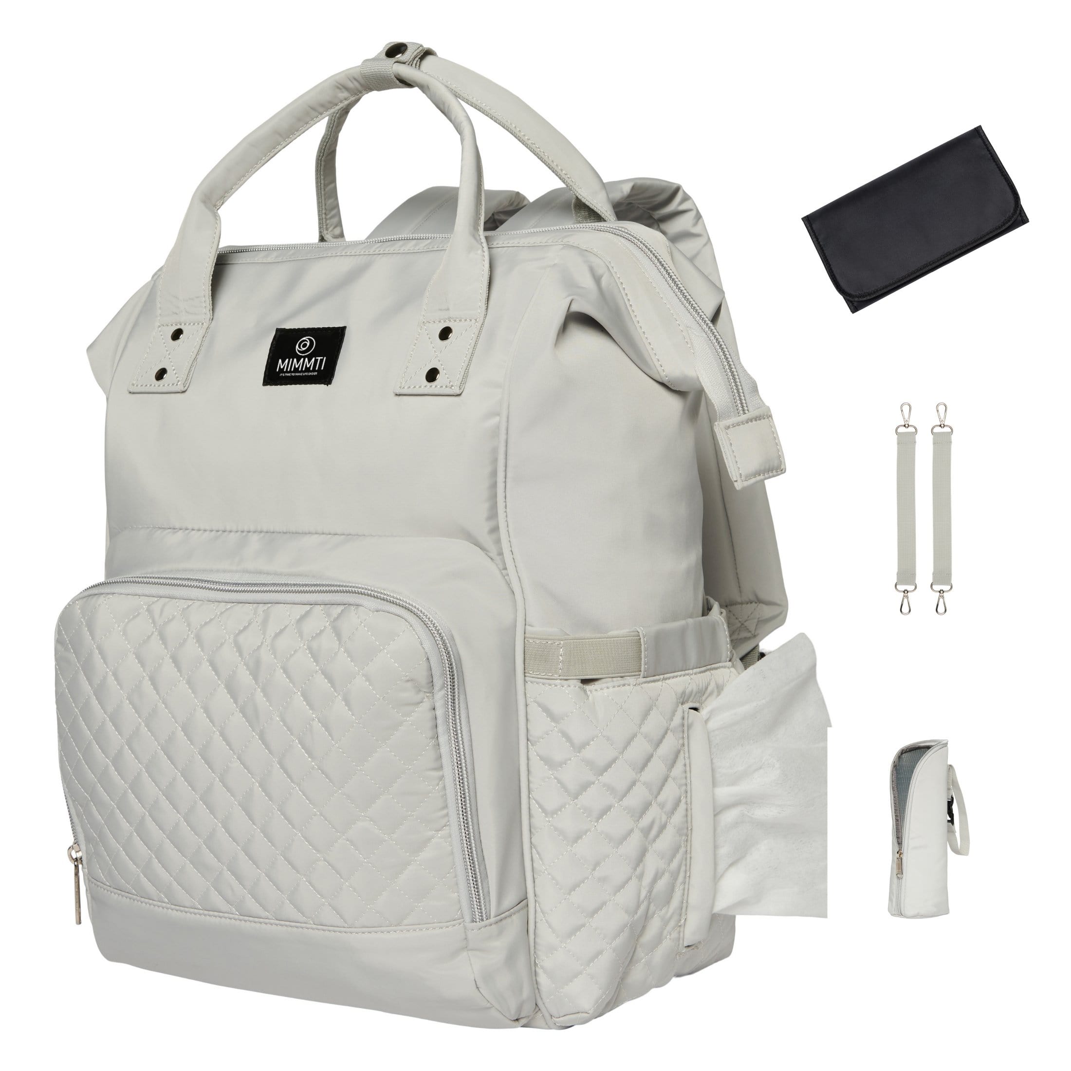 Ochre Athena MIMMTI® luiertas rugzak 1.0 for parenthood, showing a stylish diaper bag backpack with multiple compartments.