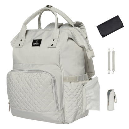 Ochre Athena MIMMTI® luiertas rugzak 1.0 for parenthood, showing a stylish diaper bag backpack with multiple compartments.