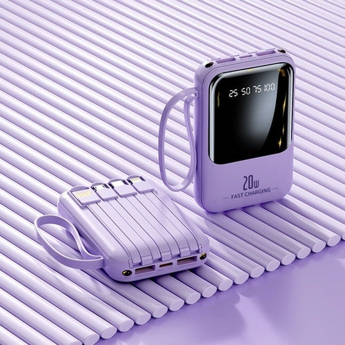 Taupe Gaia mini fast charging portable power bank, compact tech accessory with built-in charging port for on-the-go power.