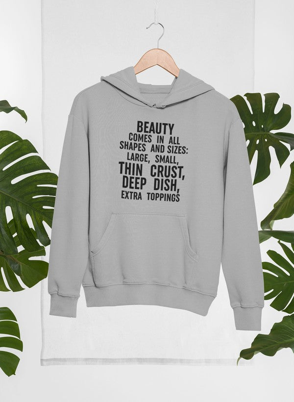 Jade Thalassa Beauty Comes in All Shapes hoodie mockup featuring a pullover hoodie in a tropical setting with vibrant colors.