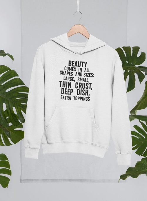 Jade Thalassa Beauty Comes in All Shapes hoodie mockup featuring a tropical setting and a relaxed pullover design.