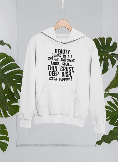 Jade Thalassa Beauty Comes in All Shapes hoodie mockup featuring a tropical setting and a relaxed pullover design.