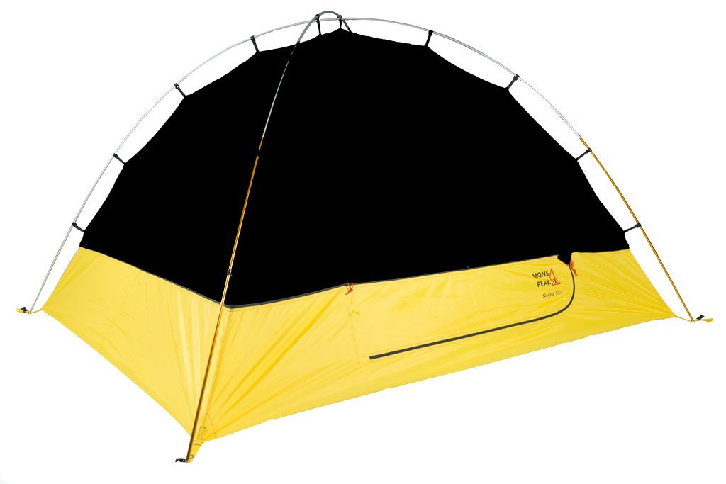 Triangulum Night Sky 4P Base camping shelter setup on mountain peak, showing its sturdy structure for outdoor adventure.