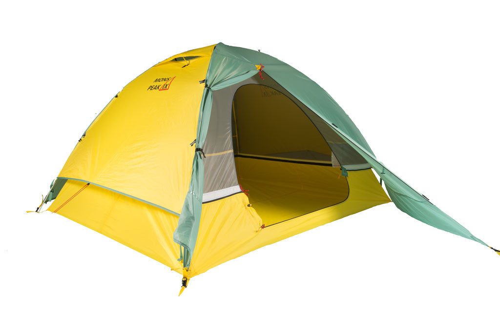 Triangulum Night Sky 3 and 4 person 2-in-1 camping backpacking tent with open door, side view, suitable for outdoor adventures