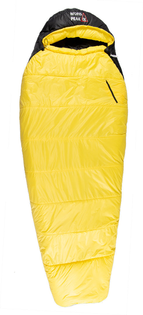 Triangulum Settler 15F sleeping bag for camping, with a full-length zipper and insulated design for outdoor sleeping comfort.