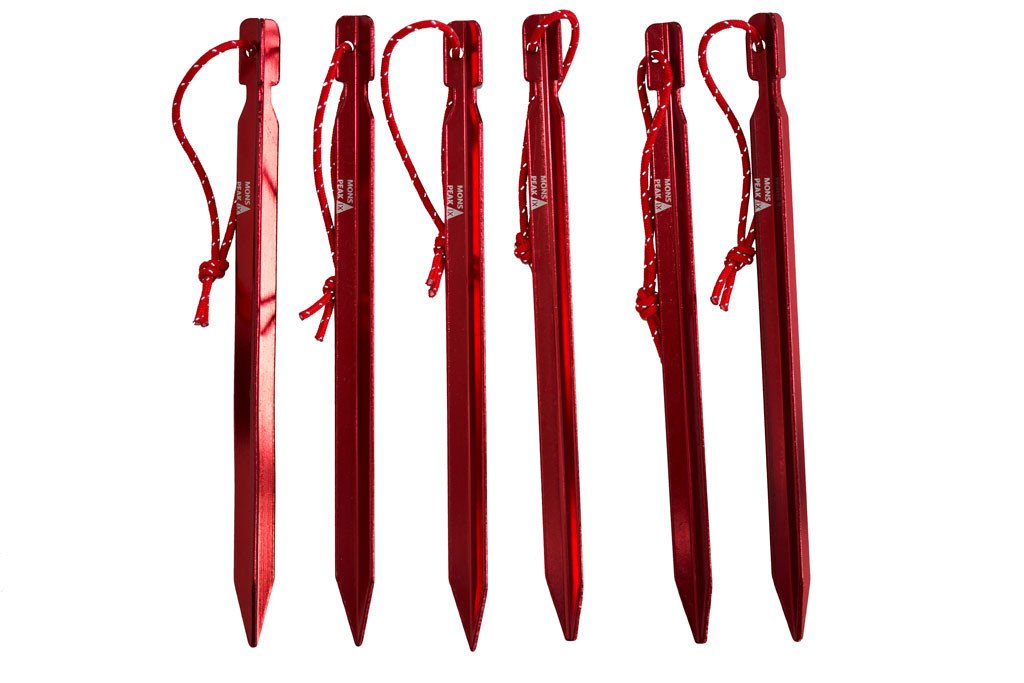 Six Triangulum Y-shaped camping tent stakes made of durable 7075 aluminum for secure outdoor anchoring.