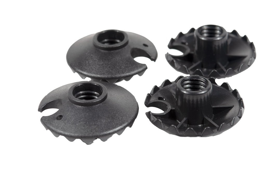 Triangulum trekking poles mud and snow baskets, 50 mm, for hiking and camping, shown on trekking and hiking poles.