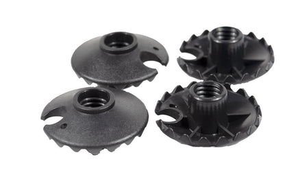 Triangulum trekking poles mud and snow baskets, 50 mm, for hiking and camping, shown on trekking and hiking poles.