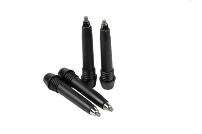 Triangulum trekking poles universal carbide tips for hiking, shown in a 4-pack with close-up of durable metal tips for outdoor trekking