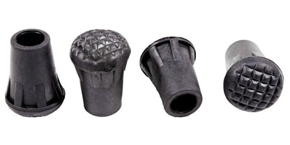 Set of four Triangulum trekking poles rubber tips for camping and hiking, shown attached to trekking pole ends.