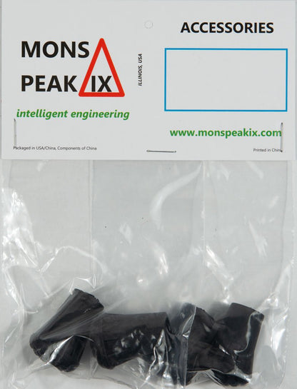 Set of four Triangulum rubber tips for trekking and hiking poles, designed to protect and enhance outdoor trekking equipment.