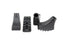 Set of four Triangulum Nordic Walking Poles rubber tips for camping and hiking trekking poles, shown with walking boots.