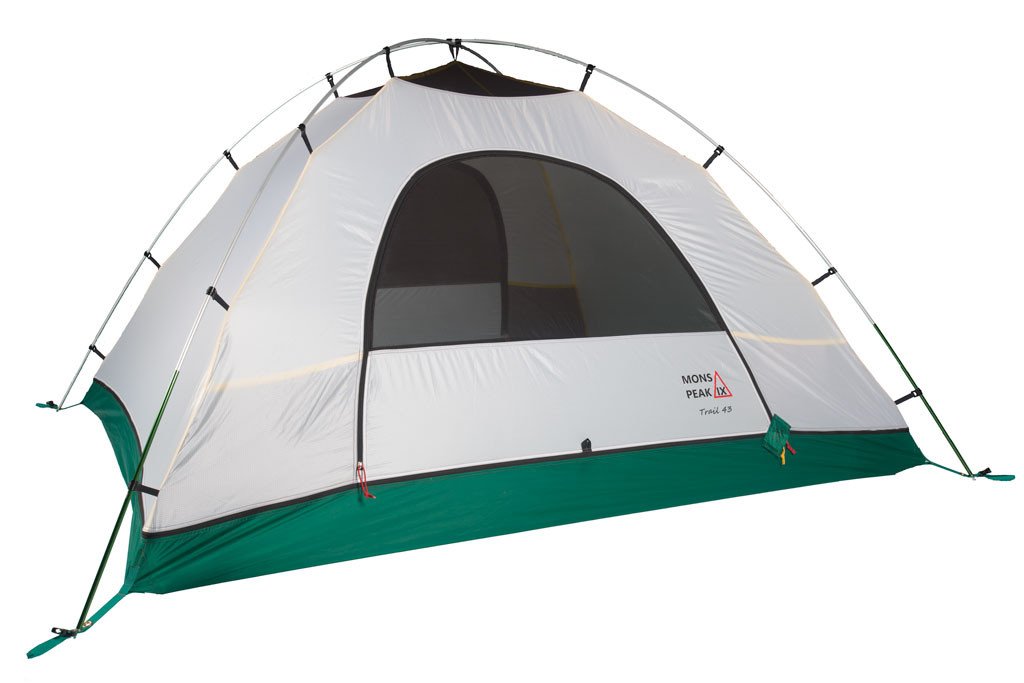 Triangulum Trail 43 3-4 Person 2-in-1 camping backpacking tent shown from an angled view, featuring durable fabric and spacious design.