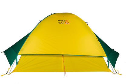 Triangulum Trail 43 3- or 4-person 2-in-1 backpacking camping tent with fly, side view showing durable fabric and spacious design.