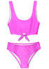 Neon pink front-tied bikini for girls, kid&