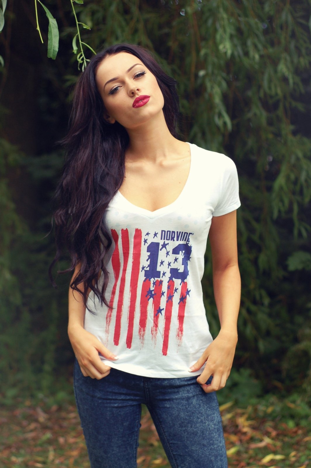 Nevada Girls V-neck T-shirt by Callisto featuring a stylish women&