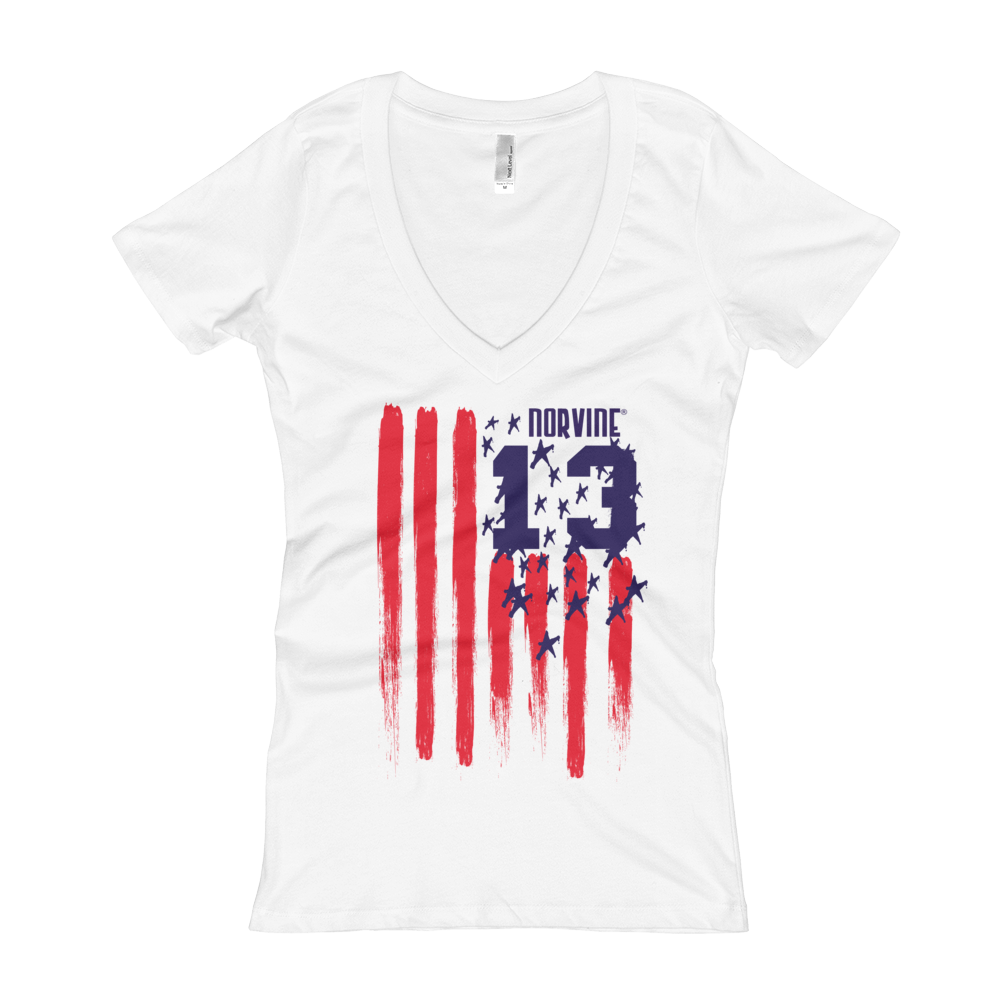 Callisto Nevada Girls V-neck T-shirt for women, soft fabric, with a stylish V-neck design and Nevada-themed graphic.