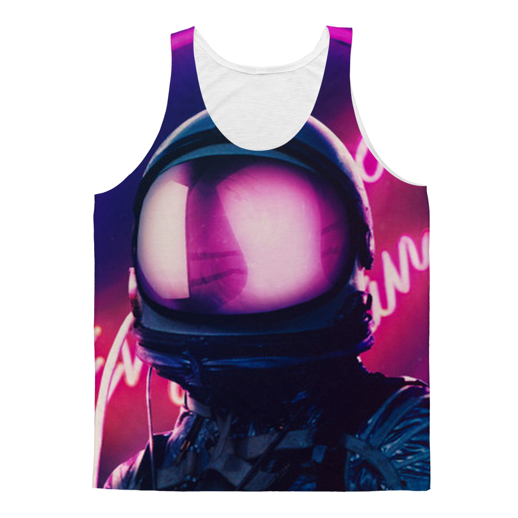 Sky Felix Night Just Begin Classic sublimation adult tank top, front view showcasing vibrant design and comfortable fit.