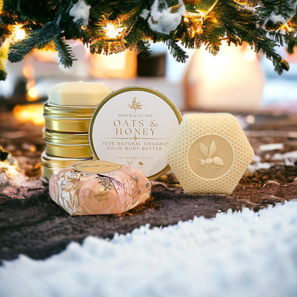 Emerald Tulsi Ultimate Moisture Shea Butter Lotion Bar for body care, showing the solid, creamy shea butter formula.