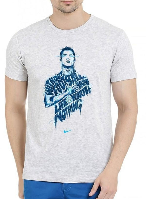 Scorpius Nothing Without Football half-sleeve melange T-shirt featuring a football-themed design on a casual men&