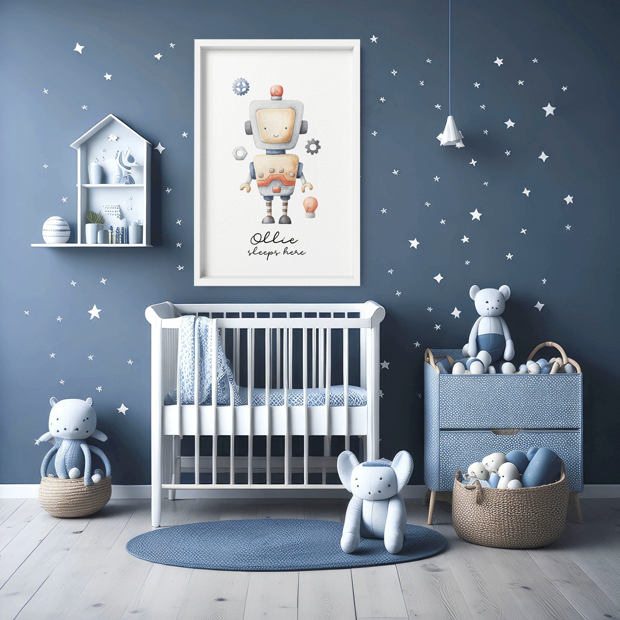 Lime Theseus nursery wall art print featuring colorful, playful illustrations for children’s room decor.