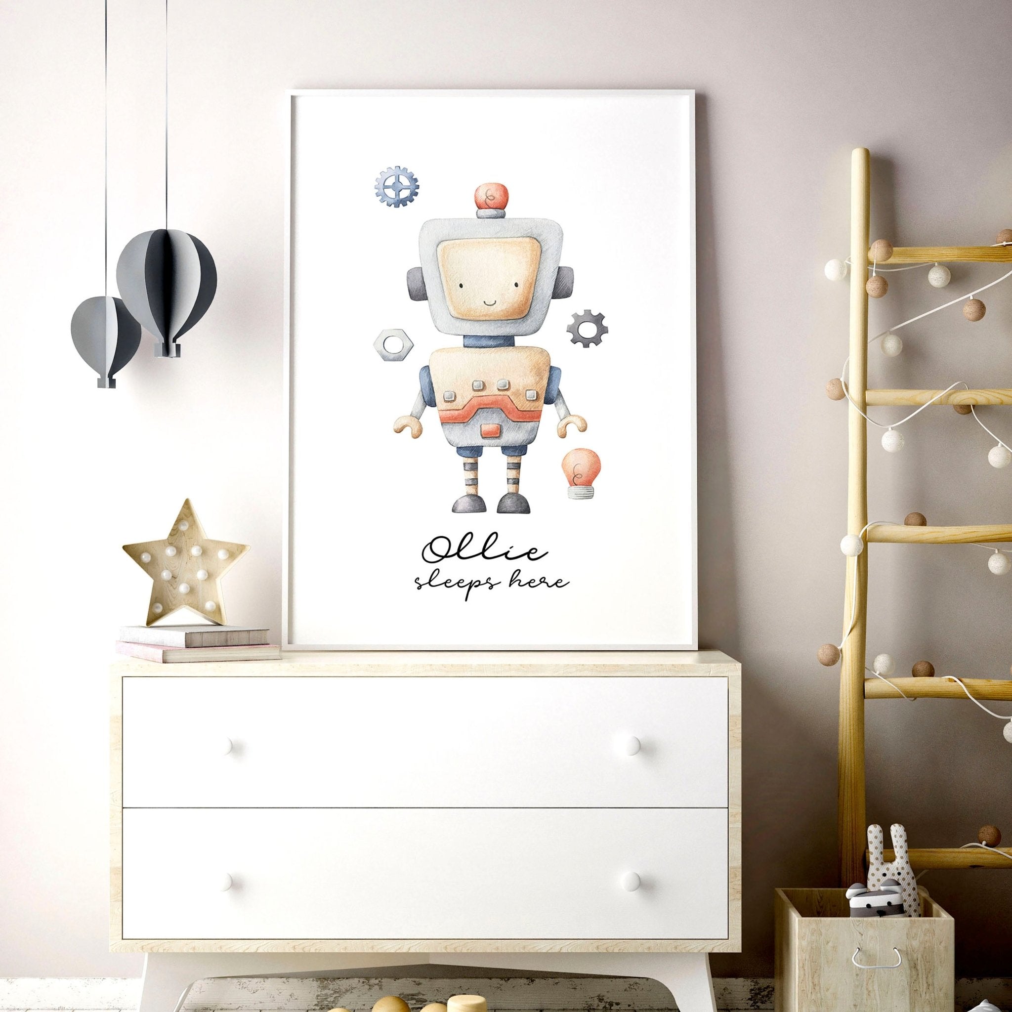 Lime Theseus nursery wall art print featuring colorful illustrations for children&